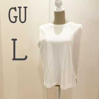 ジーユー(GU)のGU ノースリーブ トップス 白 Lサイズ(Tシャツ(半袖/袖なし))