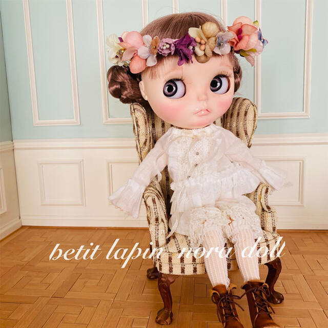 ブライスサイズ　蝶々と宝石の花かんむり　83番　オールドローズ ハンドメイドのぬいぐるみ/人形(人形)の商品写真