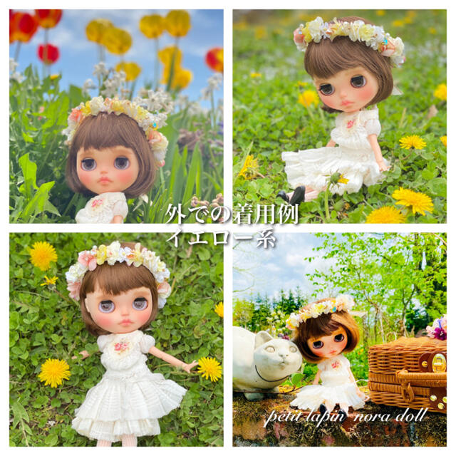 ブライスサイズ　蝶々と宝石の花かんむり　83番　オールドローズ ハンドメイドのぬいぐるみ/人形(人形)の商品写真