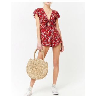 フォーエバートゥエンティーワン(FOREVER 21)の花柄ロンパース オールインワン(オールインワン)