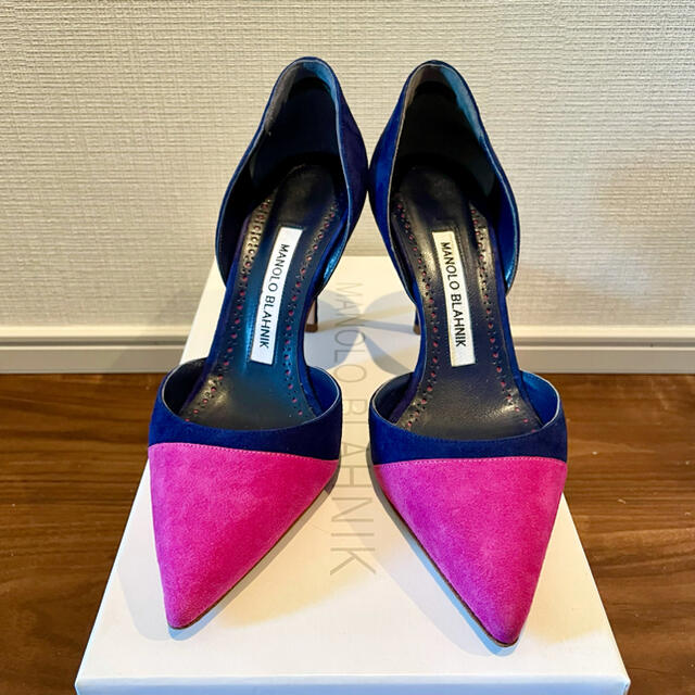 Manolo Blahnik マノロブラニクバイカラースエードパンプス