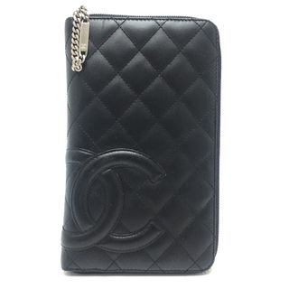 シャネル(CHANEL)のシャネル CHANEL オーガナイザー A26710 カンボンライン ラウンドファスナー 長財布 カーフレザー ブラック×ピンク(財布)