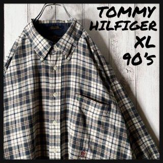 トミーヒルフィガー(TOMMY HILFIGER)の【レアカラー XL 90s】トミーヒルフィガー 刺繍ロゴ チェック BDシャツ(シャツ)