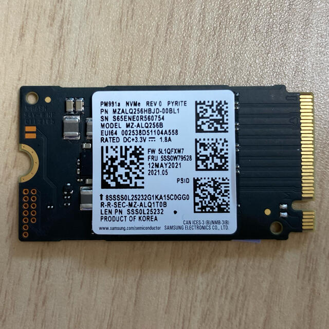 SAMSUNG PM991a NVME SSD M.2 2242 256GB