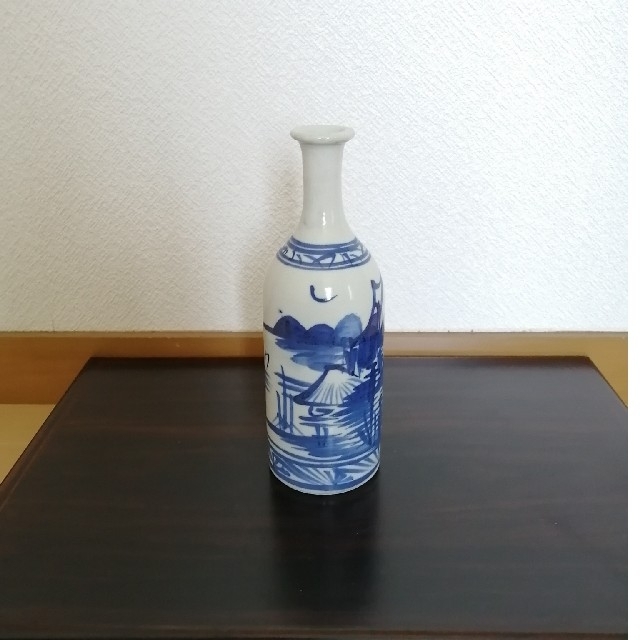 №24     古伊万里染付　山水図徳利　美品