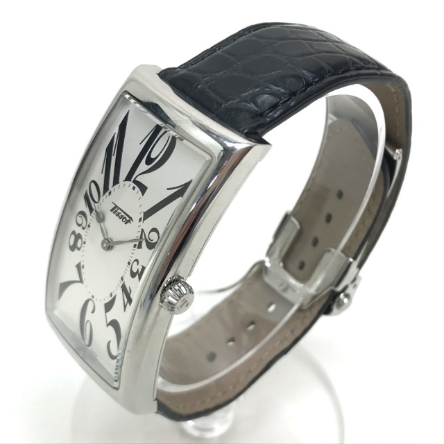 ティソ T117509A バナナウォッチ メンズ腕時計 SS/革ベルト シルバー