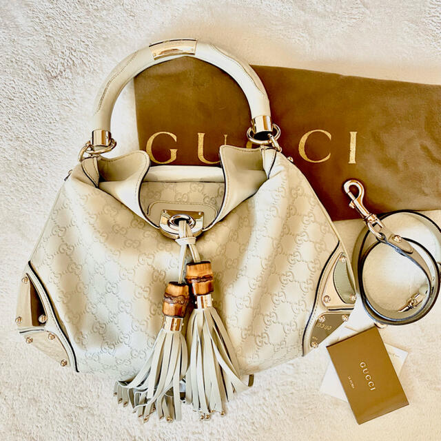 Gucci(グッチ)の美品　グッチ　シマレザーバッグ レディースのバッグ(ハンドバッグ)の商品写真