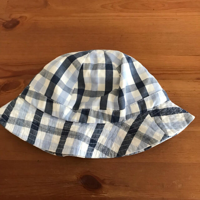 キムラタン(キムラタン)のキムラタン　ベビー　帽子　46cm ピッコロ　青チェック キッズ/ベビー/マタニティのこども用ファッション小物(帽子)の商品写真