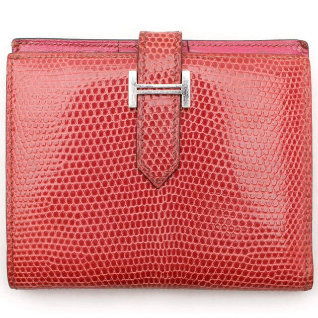新品即決 Hermes - エルメス ベアンコンパクト希少ピンクリザード2