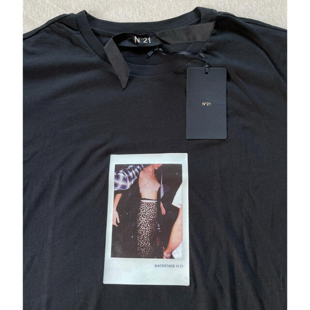 黒L新品 N°21 メンズ フォトプリント ロゴ Tシャツ レギュラー ヌメロ
