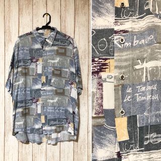 デプト(DEPT)のvintage ブルー グレー 総柄 シャツ 半袖(シャツ)