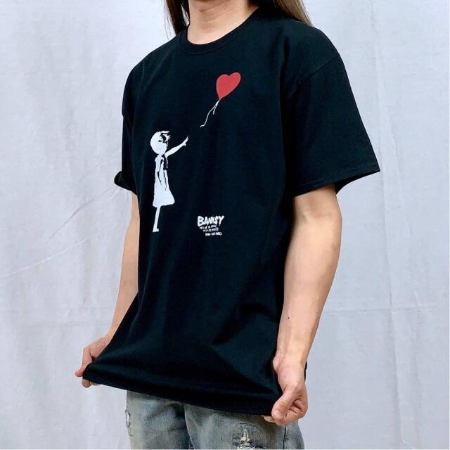 【バンクシー】新品 Banksy 風船と少女 グラフィティ アート 黒 Tシャツ 2