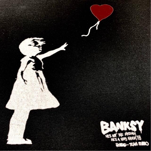 【バンクシー】新品 Banksy 風船と少女 グラフィティ アート 黒 Tシャツ 7