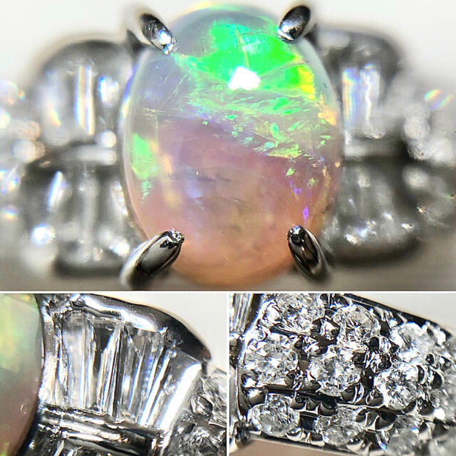 オパール 1.16ct ダイヤモンド Pt900 プラチナ ダイヤ リング 指輪 レディースのアクセサリー(リング(指輪))の商品写真