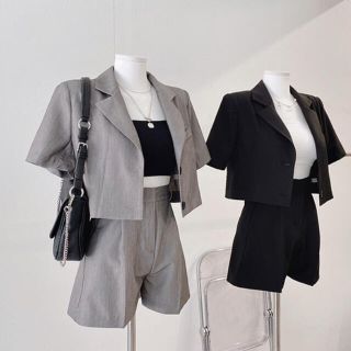 スタイルナンダ(STYLENANDA)の【予約商品】《3カラー》セットアップ　半袖ジャケット　パンツ　韓国ファッション(セット/コーデ)