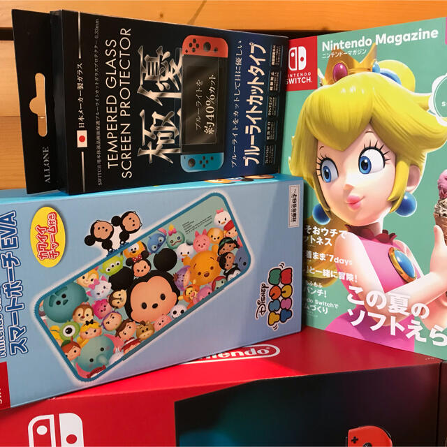 保証付　任天堂　switch 本体　スイッチ　本体　ツムツムポーチ　液晶画面保護