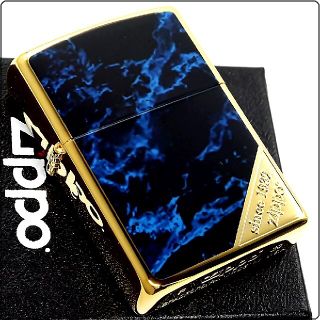 ジッポー(ZIPPO)の新品◇ZIPPO◇ゴールド ロゴ◇大理石 ブルー＆ブラック◇両面◇ジッポ(タバコグッズ)