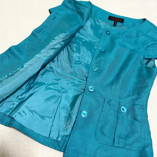 エスカーダ ノーカラーツイードジャケット サイズ42.XL.13号 ESCADA