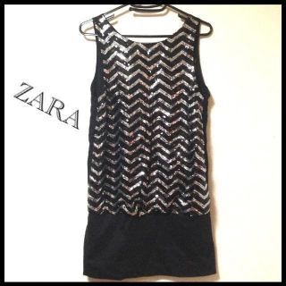 ザラ(ZARA)のスパンコールワンピース(ミニワンピース)