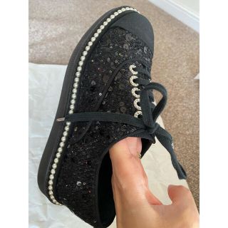 CHANEL - CHANEL ツイード レースアップシューズ ココマーク パール