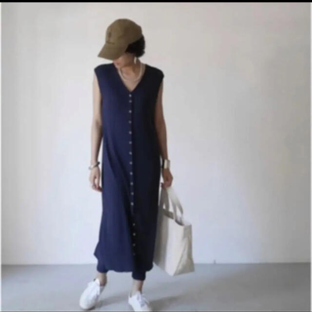 DEUXIEME CLASSE(ドゥーズィエムクラス)のargue linen-cotton rib reversible dress  レディースのワンピース(ロングワンピース/マキシワンピース)の商品写真