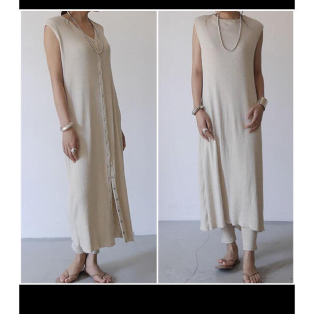 DEUXIEME CLASSE(ドゥーズィエムクラス)のargue linen-cotton rib reversible dress  レディースのワンピース(ロングワンピース/マキシワンピース)の商品写真