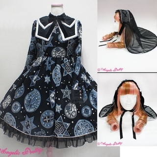 アンジェリックプリティー(Angelic Pretty)のmagic amulet 黒 星 ヴェール ワンピース ヘッドドレス ロリィタ(ひざ丈ワンピース)