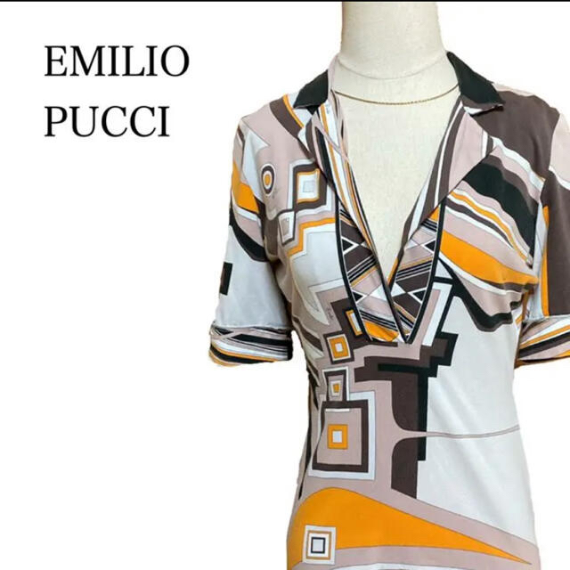 EMILIO PUCCI(エミリオプッチ)のイタリア製 EMILIO PUCCI エミリオプッチ 高級　総柄　半袖 Tシャツ レディースのトップス(Tシャツ(半袖/袖なし))の商品写真