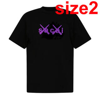 サカイ(sacai)のsacai x KAWS Flock Print Tシャツ サイズ2 黒(Tシャツ/カットソー(半袖/袖なし))