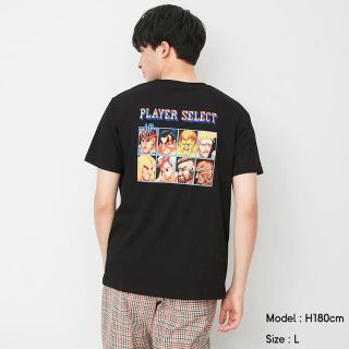 ジーユー(GU)のGU ストリートファイターII ストII ゲーム Tシャツ 黒 ブラック M(Tシャツ/カットソー(半袖/袖なし))