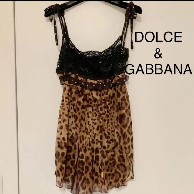 DOLCE&GABBANA(ドルチェアンドガッバーナ)の【DOLCE&GABBANA】レオパード柄キャミソールsize40 レディースのトップス(キャミソール)の商品写真