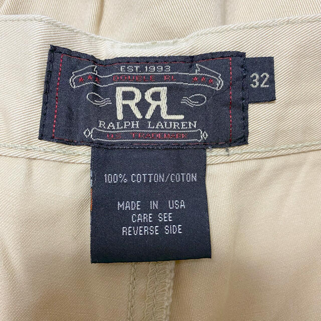 RRL(ダブルアールエル)の【希少】USA製　RRLラルフローレン　ハーフパンツ　三つ星タグ　ベージュ メンズのパンツ(ショートパンツ)の商品写真