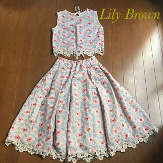 リリーブラウン(Lily Brown)のLily Brown お花刺繍のセットアップ(ひざ丈ワンピース)