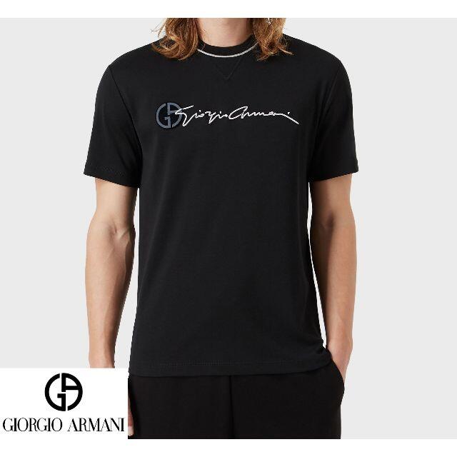 GIORGIO ARMANI ジョルジオアルマーニ Tシャツ サイズ:48 21SS ブランドロゴ刺繍 クルーネック Tシャツ レッド 48 トップス シンプル ブランド カジュアル 着回し 【メンズ】【R051】