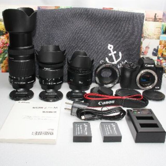 ❤️予備バッテリー付❤️Canon EOS kiss M 超望遠トリプルレンズ