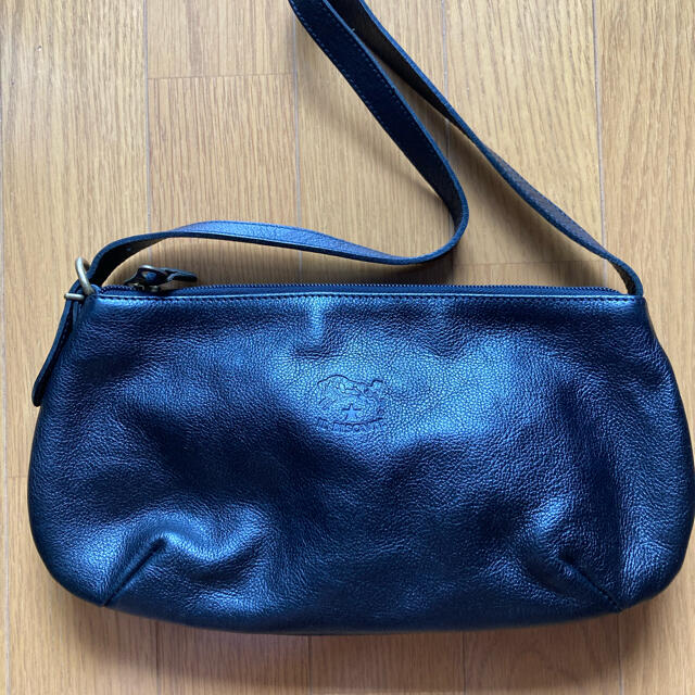【IL BISONTE】ハンドバッグ（黒色）、収納袋付