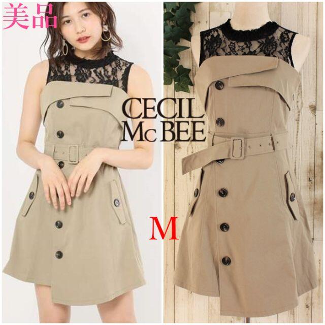 CECIL McBEE(セシルマクビー)の美品★CECIL McBEEレースドッキングトレンチワンピースM レディースのワンピース(ミニワンピース)の商品写真