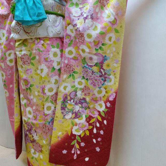 振袖 正絹 ピンク地花柄 お仕立て上がり 長襦袢付き２点セット lf169 レディースの水着/浴衣(振袖)の商品写真
