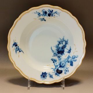 マイセン(MEISSEN)の【御専用】マイセン  1930年頃 波の金彩 青色の単色花絵 スーププレート(食器)