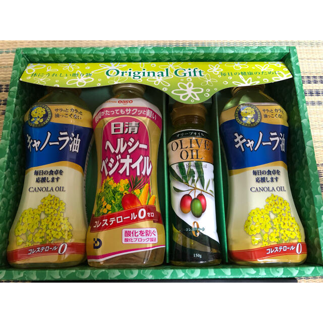 日清食品(ニッシンショクヒン)のキャノーラ油セットとオリーブオイル4本セット 食品/飲料/酒の食品(調味料)の商品写真