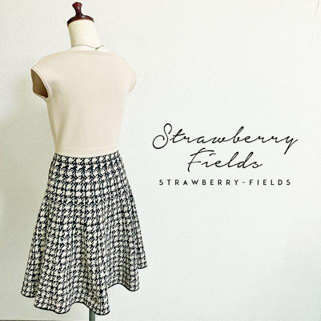 STRAWBERRY-FIELDS(ストロベリーフィールズ)のSTRAWBERRY-FIELDS☆夏物バイカラー千鳥ワンピース レディースのワンピース(ひざ丈ワンピース)の商品写真