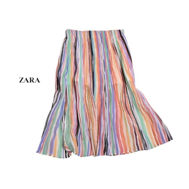 ZARA(ザラ)のZARA マルチカラーストライプ柄スカート レディースのスカート(ひざ丈スカート)の商品写真