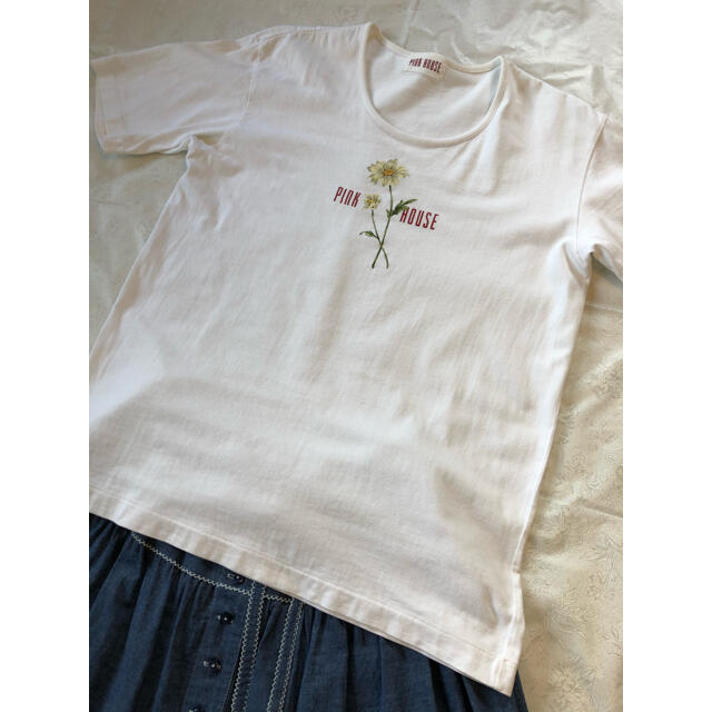 PINK HOUSE(ピンクハウス)のピンクハウス♡ロゴとマーガレットのプリントシンプルTシャツ♡ レディースのトップス(Tシャツ(半袖/袖なし))の商品写真