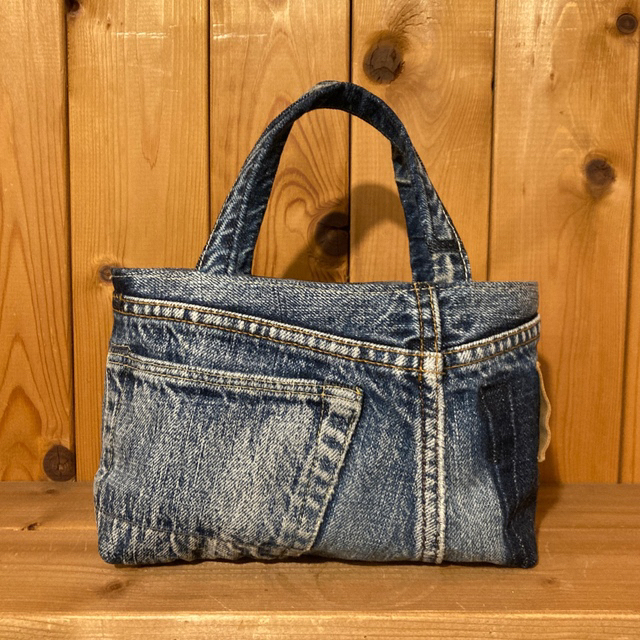 ミシンで 編み込み入りジーンズリメイクバッグの通販 by Rabitail shop
