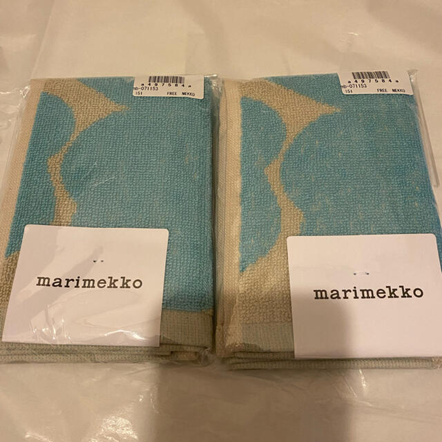 marimekko(マリメッコ)のマリメッコ marimekko ミニタオル ウニッコ　unikko ブルー　2枚 レディースのファッション小物(ハンカチ)の商品写真