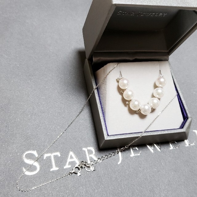 STAR JEWELRY(スタージュエリー)の新品同様　スタージュエリー　70th パール　プラチナ　ネックレス　pt レディースのアクセサリー(ネックレス)の商品写真