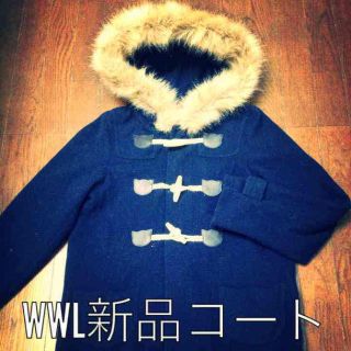 ワールドワイドラブ(WORLD WIDE LOVE!)の新品WWL猫型新品ダッフルコート紺(ダッフルコート)