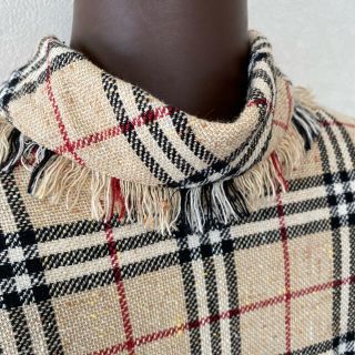 バーバリー(BURBERRY)のバーバリーロンドン　40/L 麻シルク混ツイード　ワンピース(ひざ丈ワンピース)