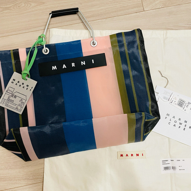 新品未使用】MARNI FLOWER CAFE ストライプトートバッグ - トートバッグ