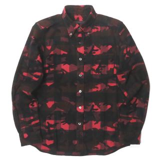 ソフネット(SOPHNET.)のSOPHNET. ソフネット 日本製 CAMOUFLAGE OVER PRINT FLANNEL CHECK B.D SHIRT カモフラージュオーバープリントフランネルチェックBDシャツ SOPH-156010 S レッド 長袖 トップス【中古】【SOPHNET.】(シャツ)